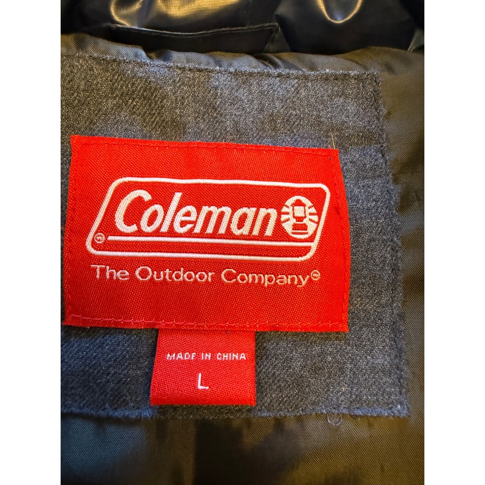 Coleman Puffer Vest Mens Large Navy Blue Good Mixed Media Quilted Full Zip - Picture 7 of 10